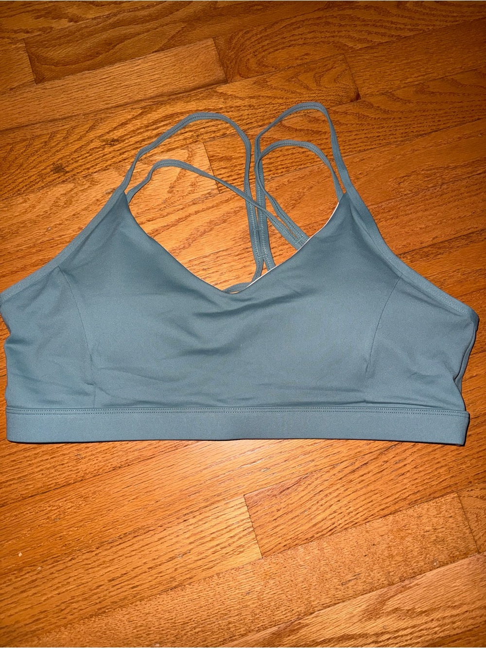New Strappy Sports Bra in Dusty Blue